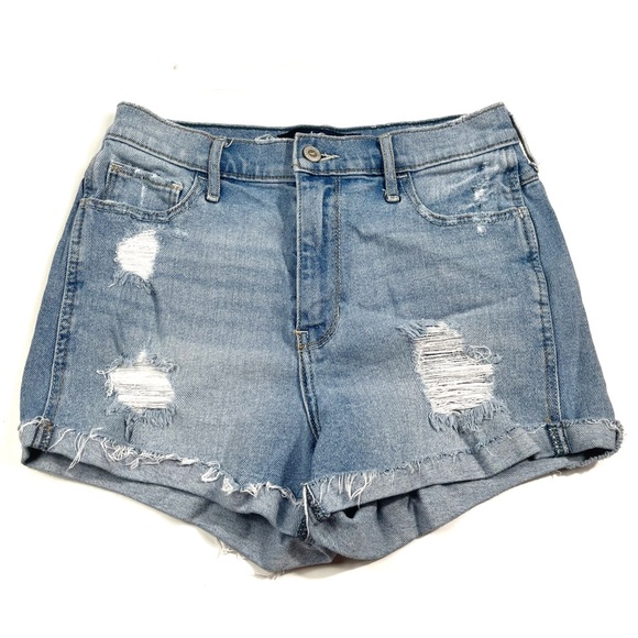 Hollister Pants - Hollister Ultra High Rise Distressed Denim Roll Hem Short Shorts Vintage Stretch